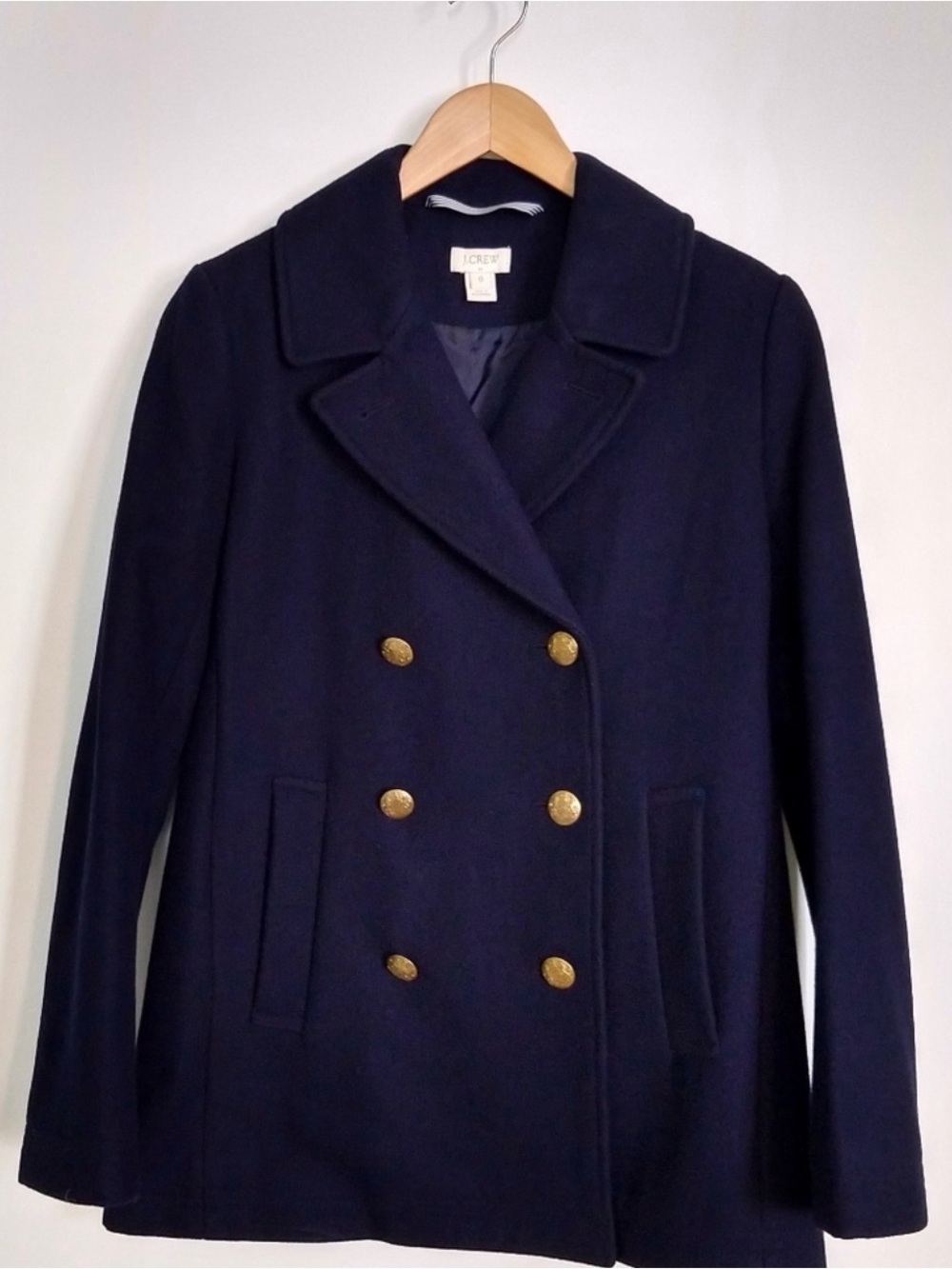 J Crew Navy Double-Breasted Wool Peacoat